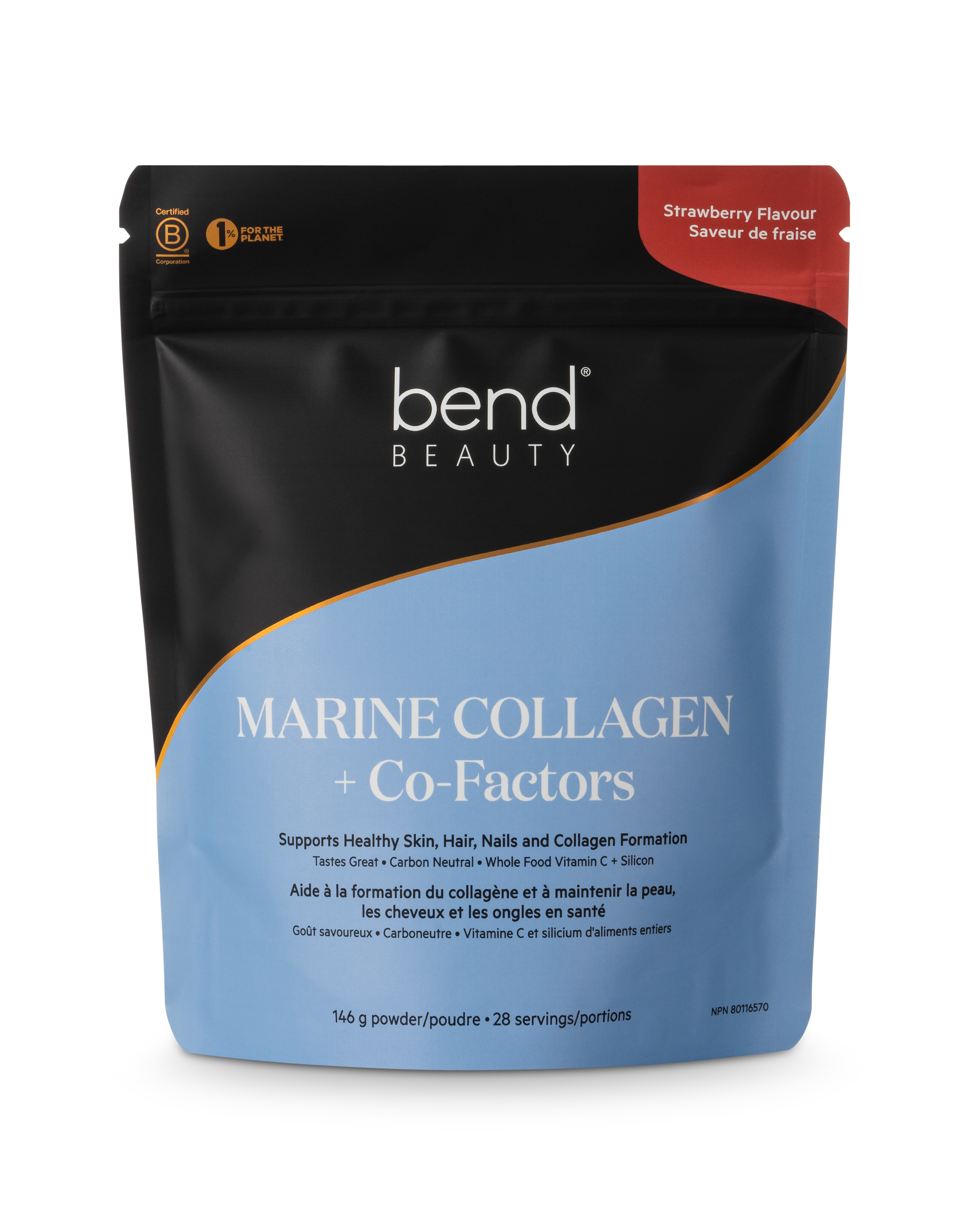 Bend Beauty Collagène Marin + Co-Facteurs Saveur de Fraise 146g