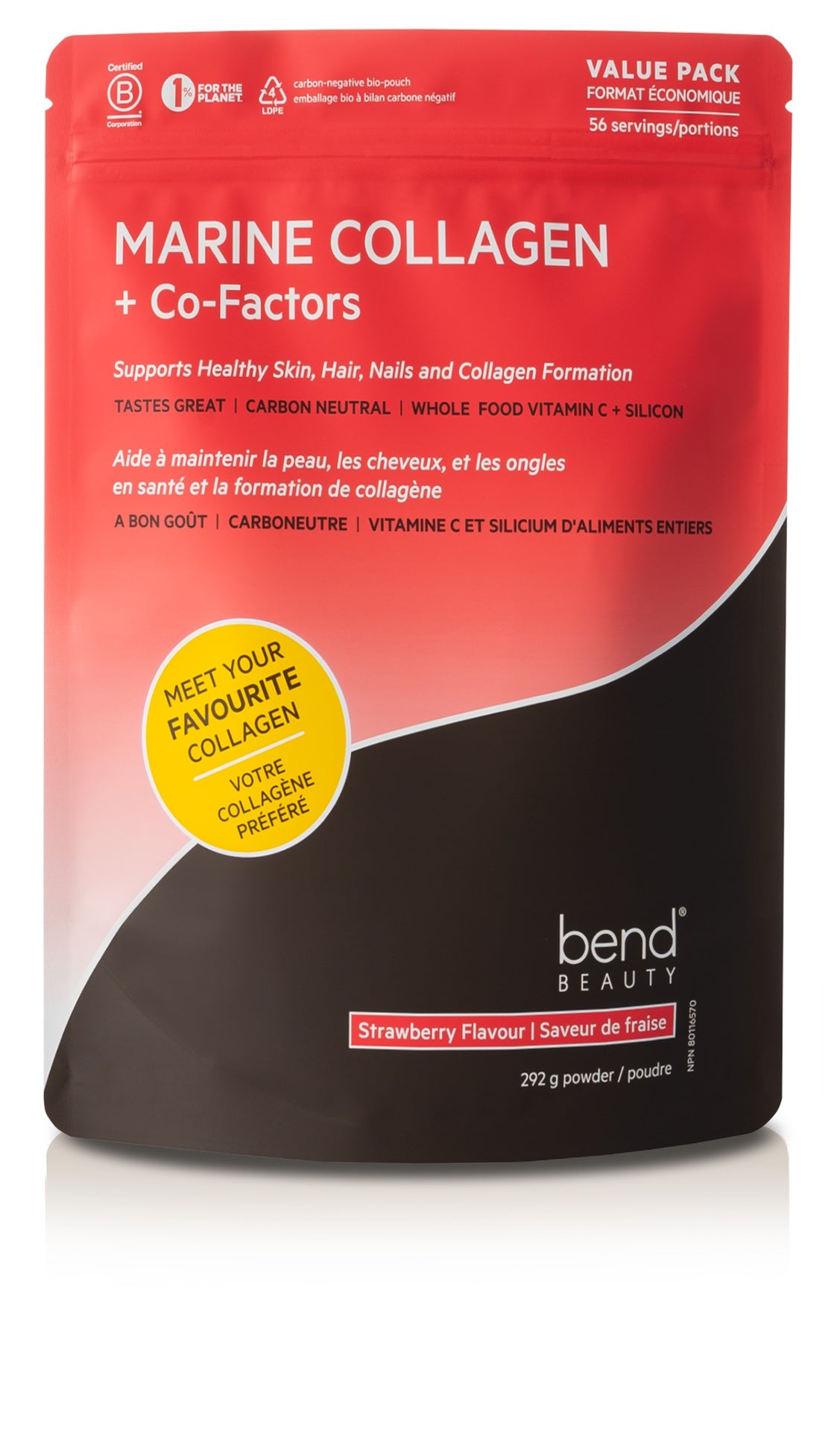 Bend Beauty Collagène Marin + Co-Facteurs Saveur de Fraise Format Économique 292g